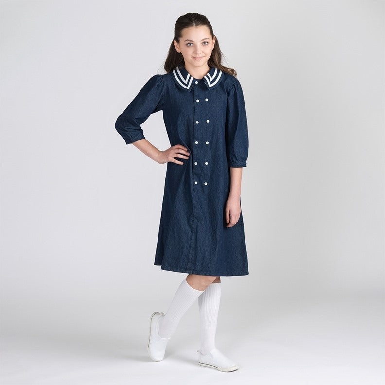 3/4 SLEEVES DENIM SAILOR DRESS