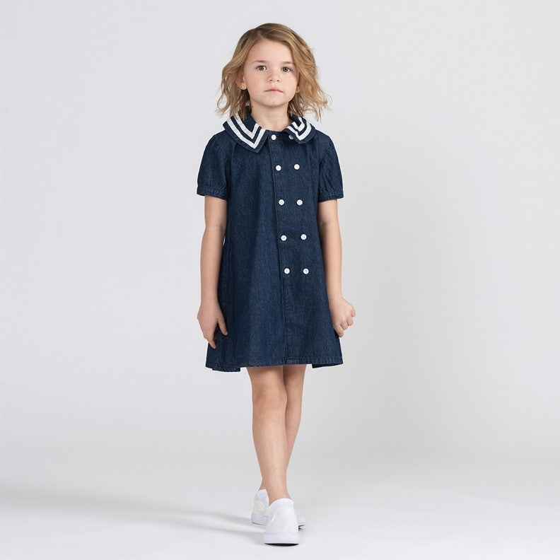 SHORT SLEEVES DENIM SAILOR DRESS