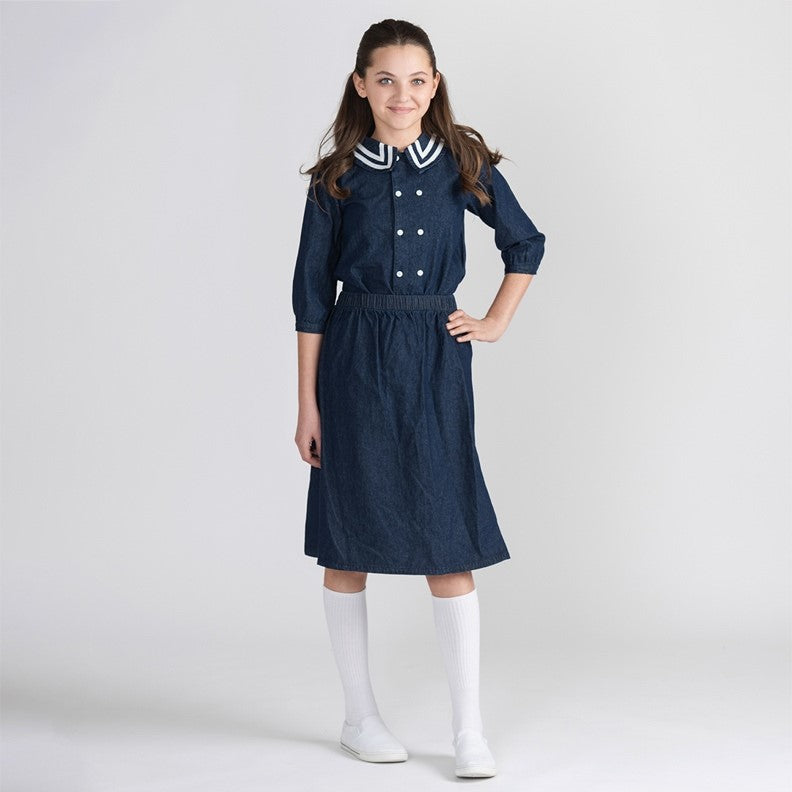 3/4 SLEEVES DENIM SAILOR TOP