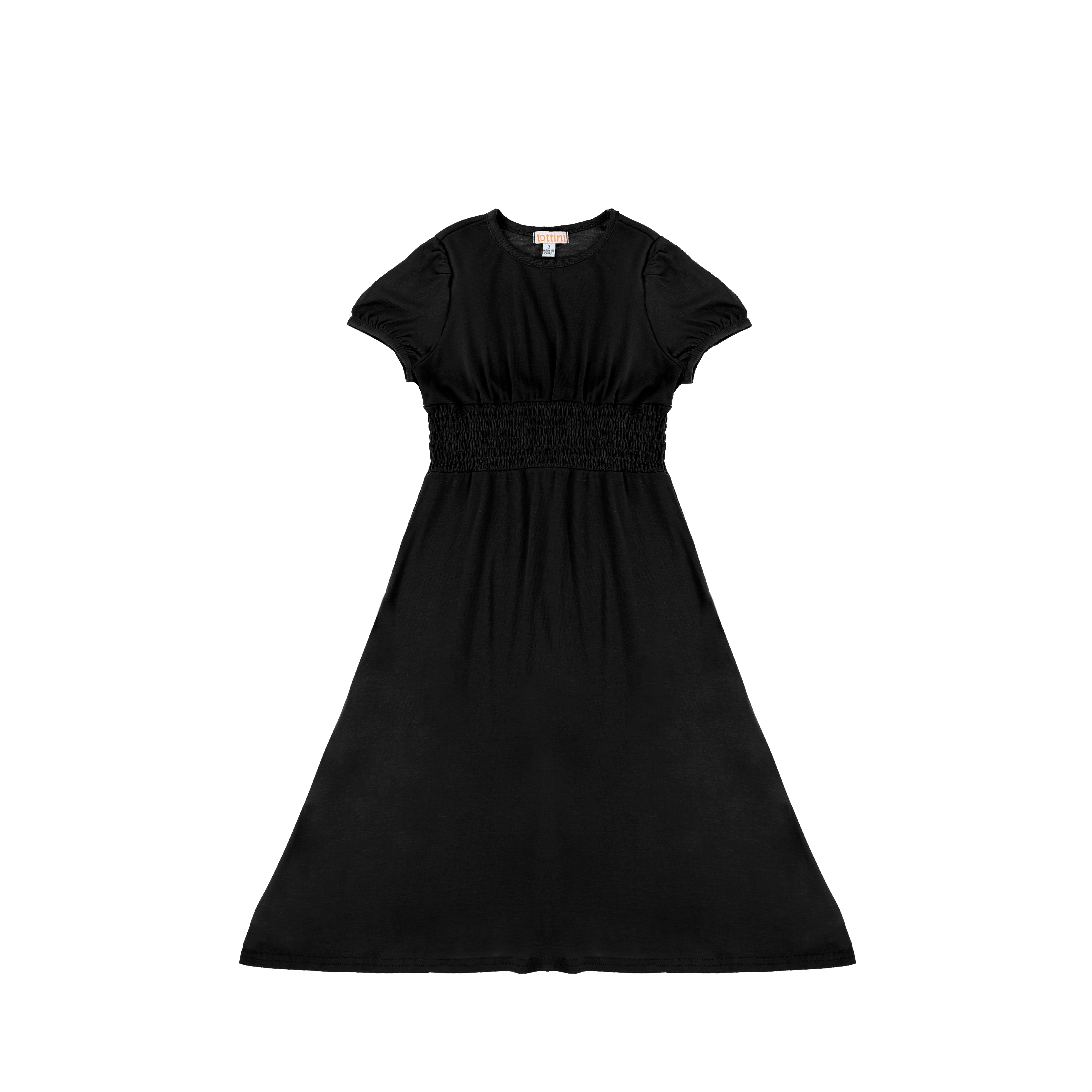 SHORT SLEEVES SMOCKED WAIST MAXI DRESS Black / 14 SHORT SLEEVES SMOCKED WAIST MAXI DRESS Black / 14