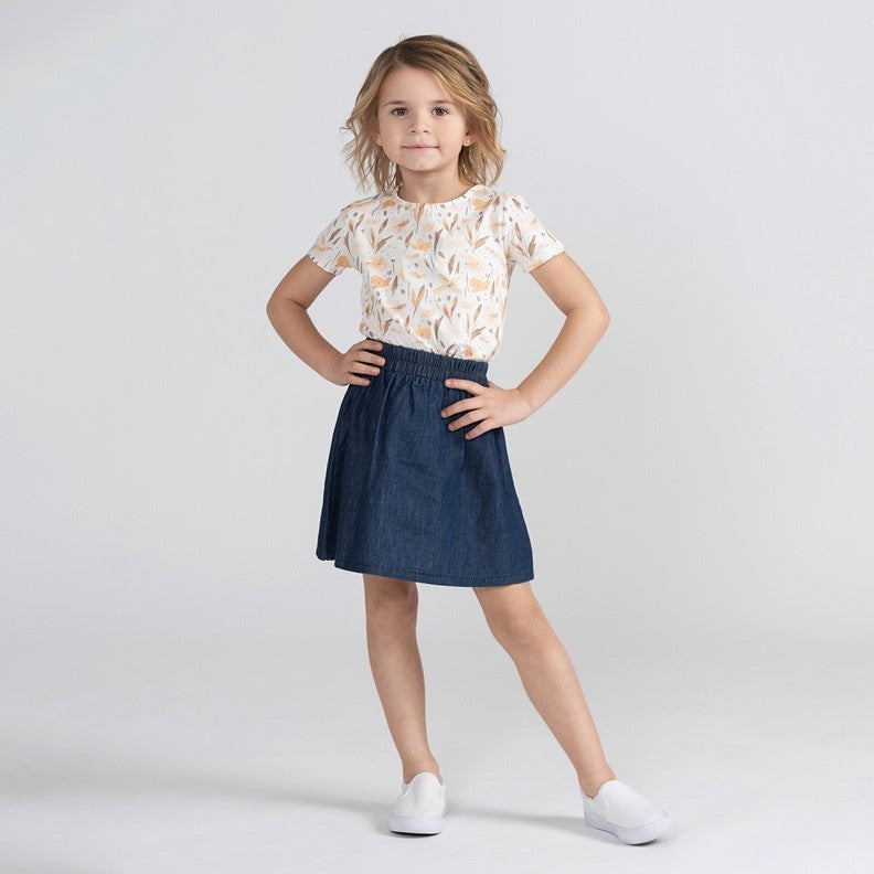 SHORT SLEEVES ABSTRACT FLORAL TEE