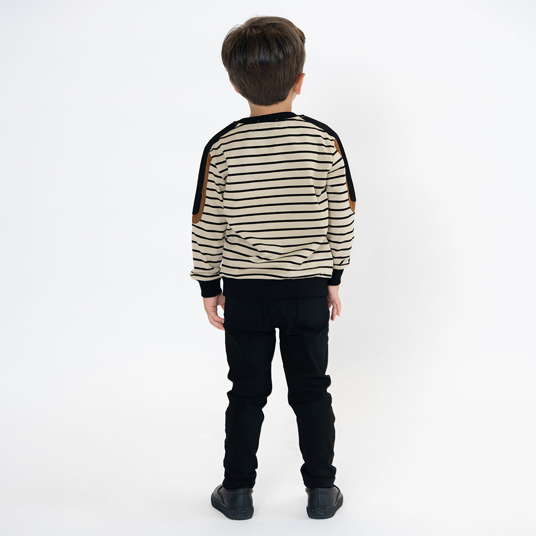 STRIPE VARSITY SWEATSHIRT