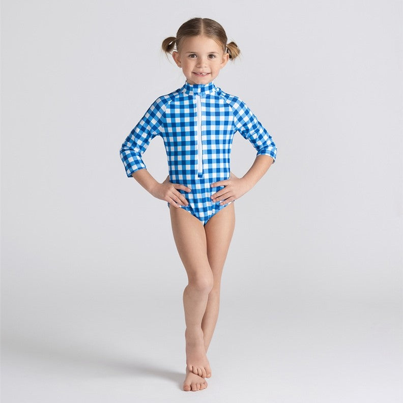 3/4 SLEEVES GINGHAM BATHING SUIT