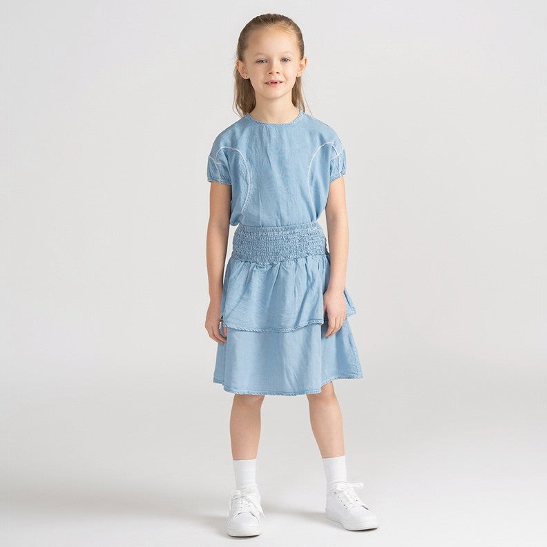 SHORT SLEEVES DENIM TENCEL TOP