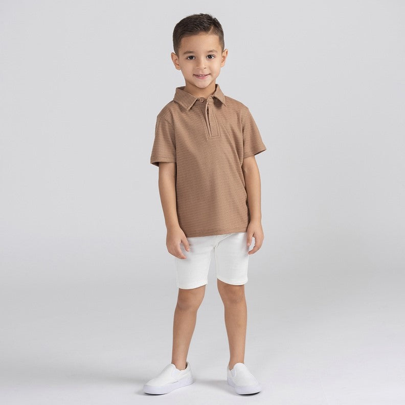 TEXTURED BUTTON POLO