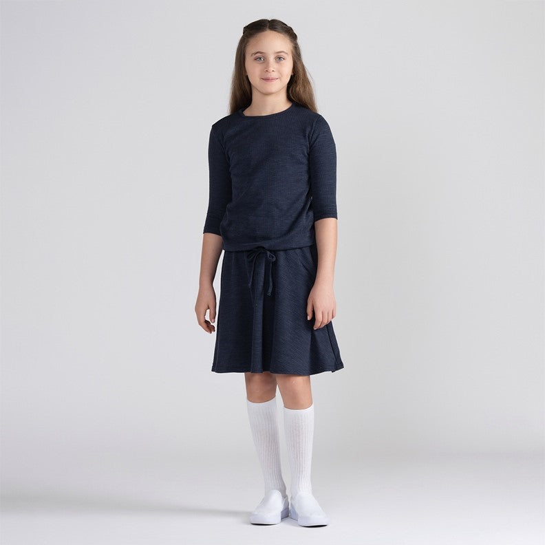 3/4 SLEEVES TEXTURED DRAWSTRING TEE