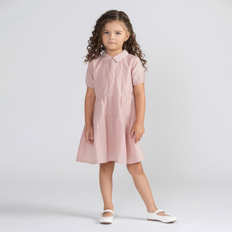 SHORT SLEEVES TEXTURED LINE DRESS