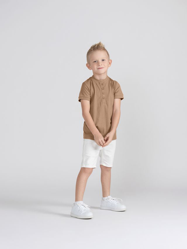 SHORT SLEEVES TRIPLE RIBBED HENLEY