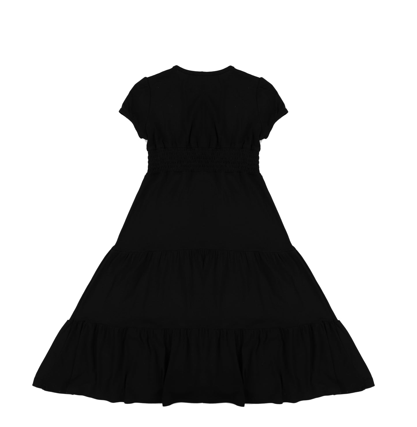 SHORT SLEEVES WAISTED MAXI DRESS