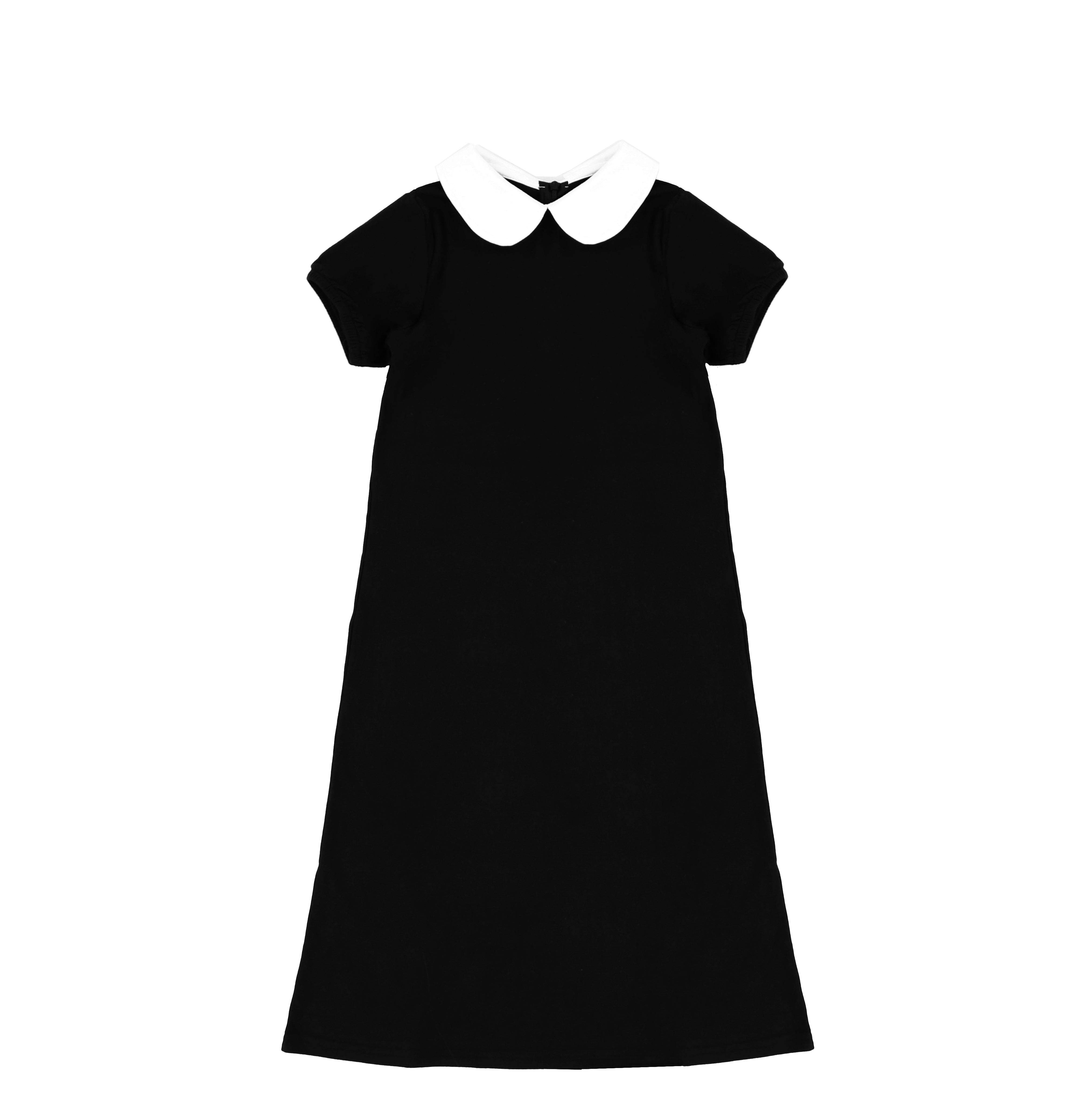 black dress with white collar short sleeve SHORT SLEEVES COLLAR MAXI Black / 7