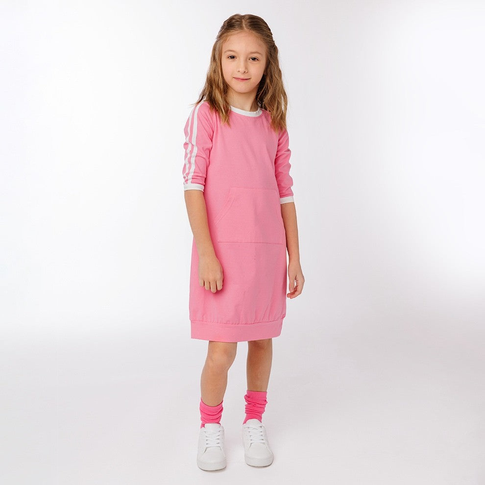 3/4 SLEEVES VARSITY STRIPE DRESS