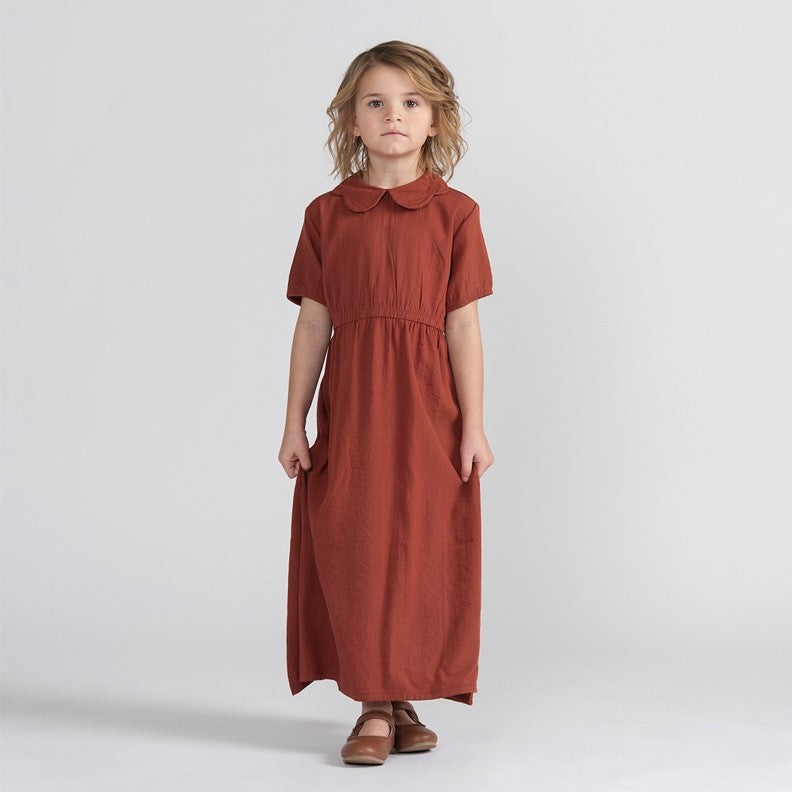 SHORT SLEEVES SCALLOP COLLAR MAXI