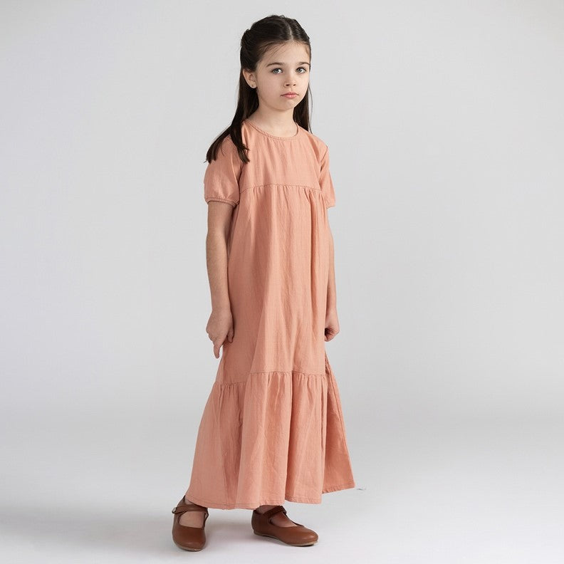 SHORT SLEEVES WOVEN MAXI DRESS
