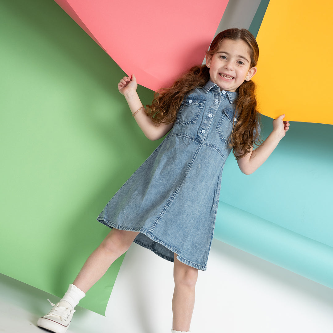 SHORT SLEEVES ACID WASH DRESS