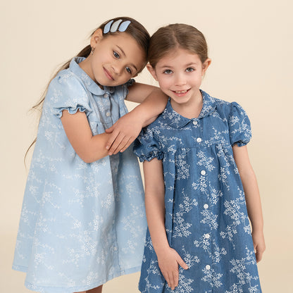 SHORT SLEEVES BLUE FLORAL DRESS