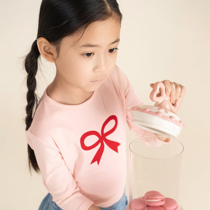 3/4 SLEEVES PRINTED BOW TSHIRT