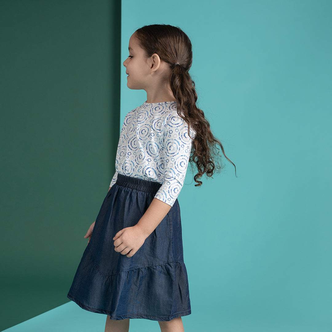 3/4 SLEEVES BURST PRINTED TSHIRT