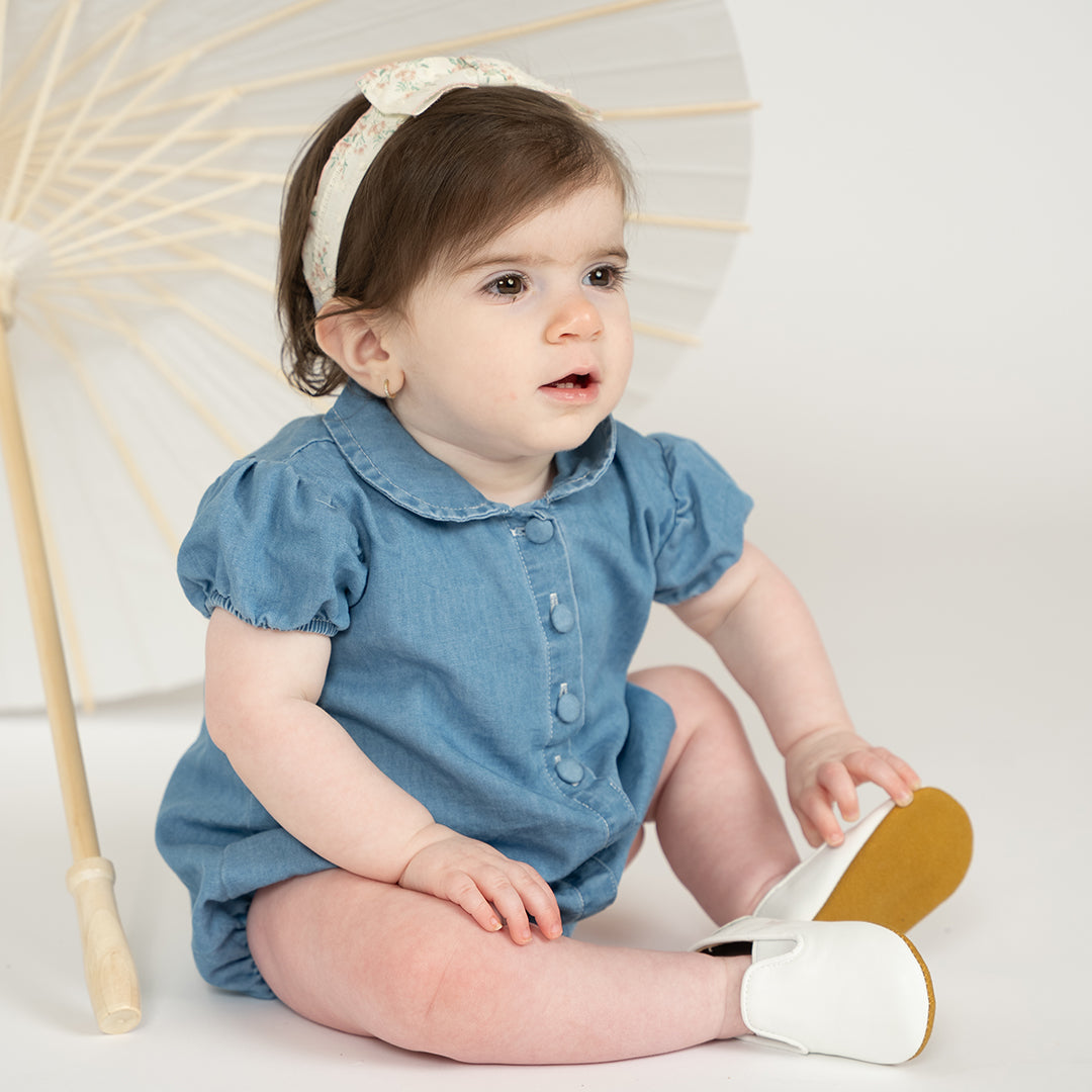 CHAMBRAY COLLAR ROMPER