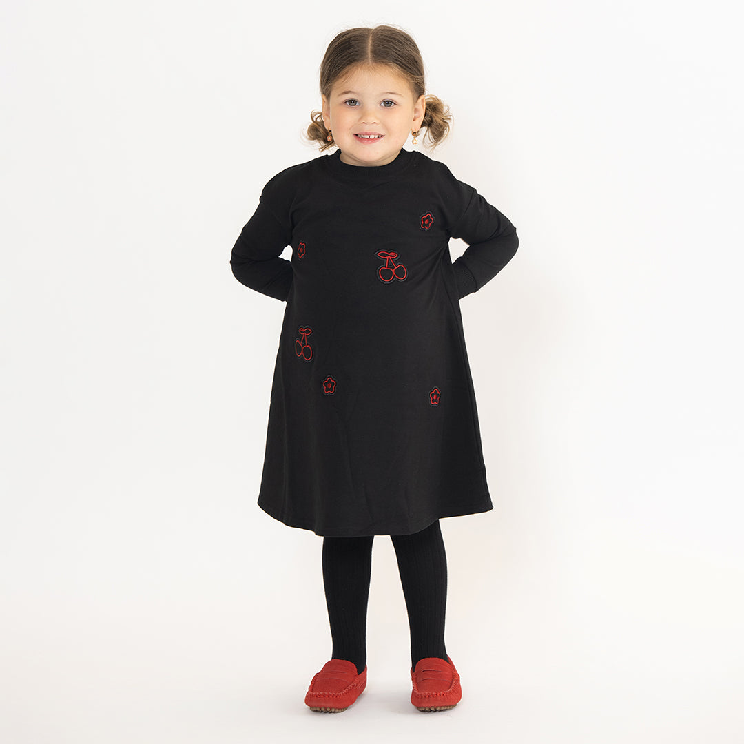 CHERRY APPLIQUE DRESS