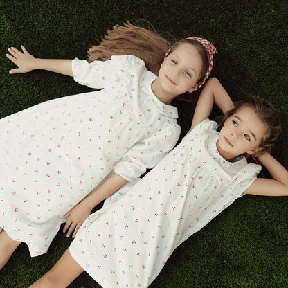 3/4 SLEEVES COLLAR CHERRY DRESS