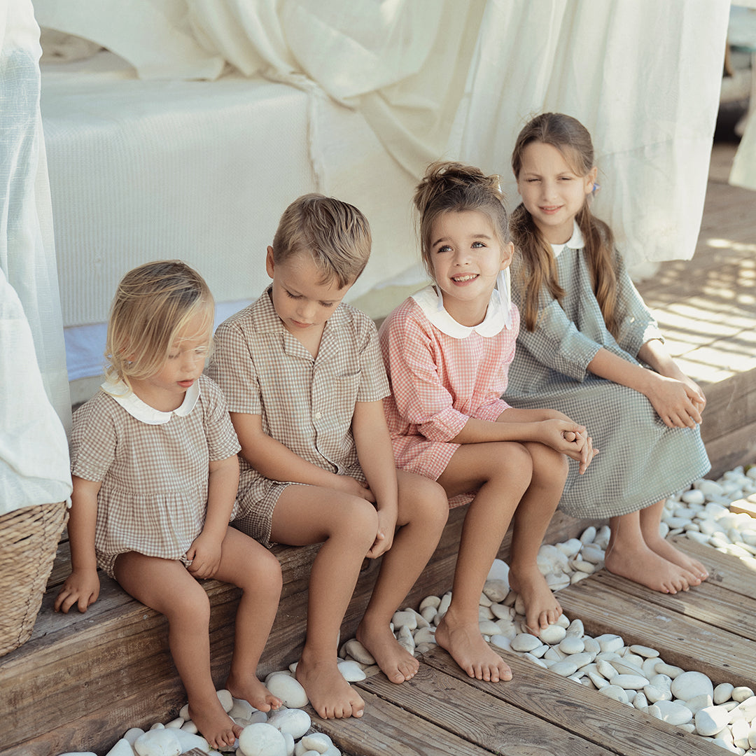 COLLARED GINGHAM ROMPER