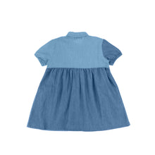 Load image into Gallery viewer, SHORT SLEEVES DENIM COLORBLOCK DRESS