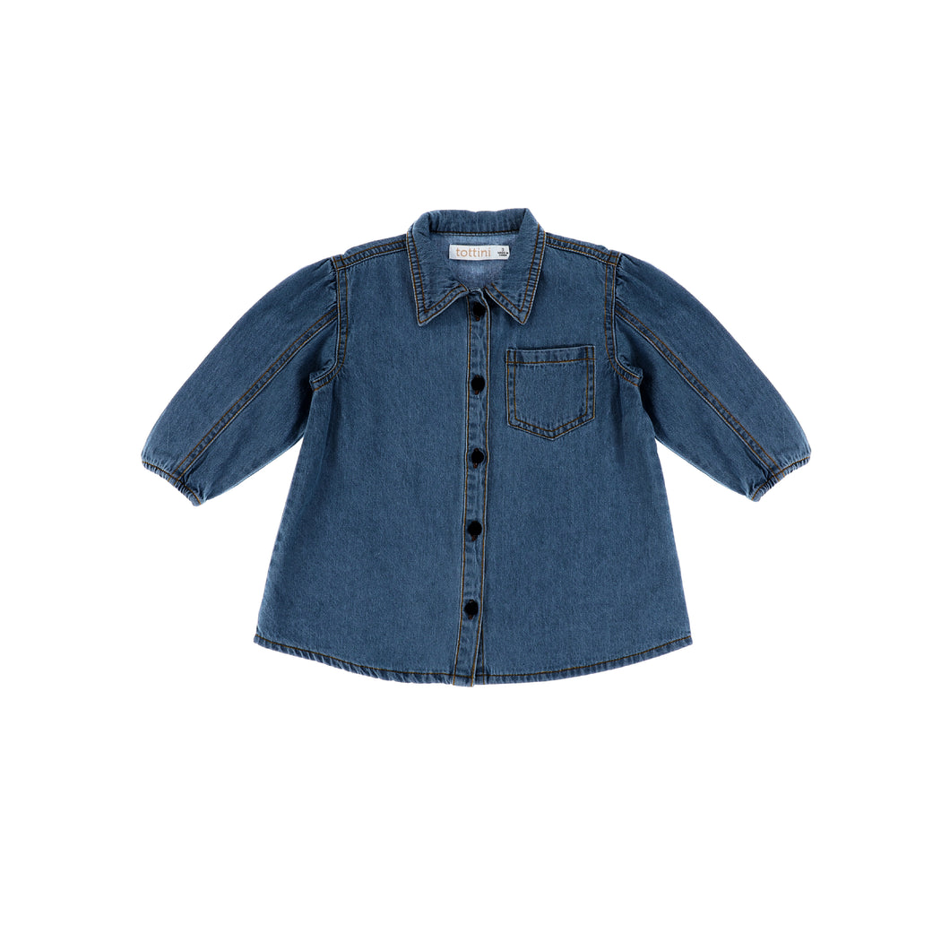 3/4 SLEEVES DENIM STITCHED BLOUSE
