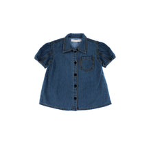 Load image into Gallery viewer, SHORT SLEEVES DENIM STITCHED BLOUSE