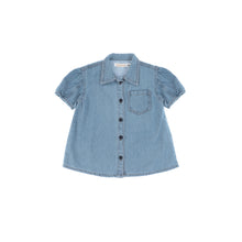 Load image into Gallery viewer, SHORT SLEEVES DENIM STITCHED BLOUSE