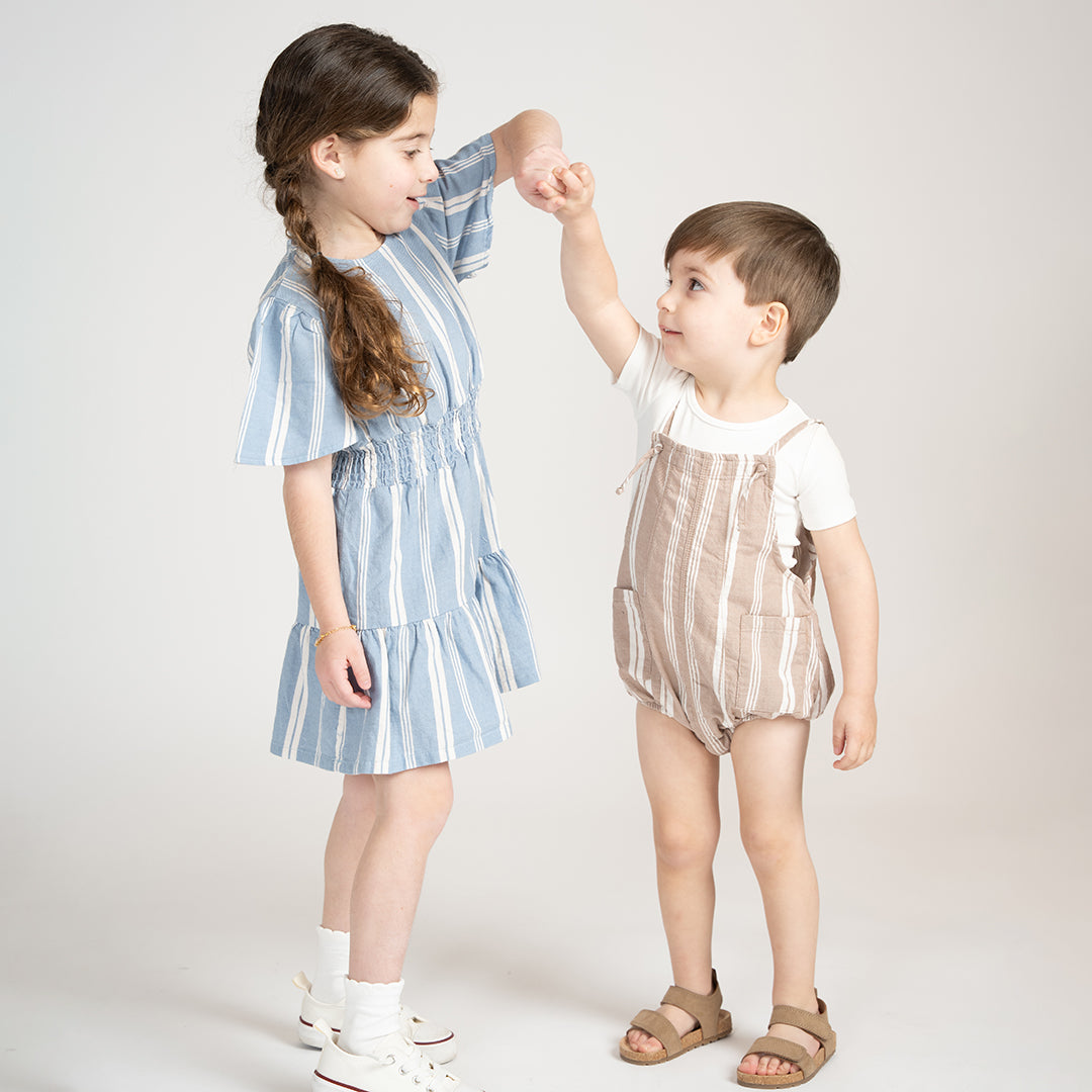 SHORT SLEEVES DOUBLE STRIPE DRESS