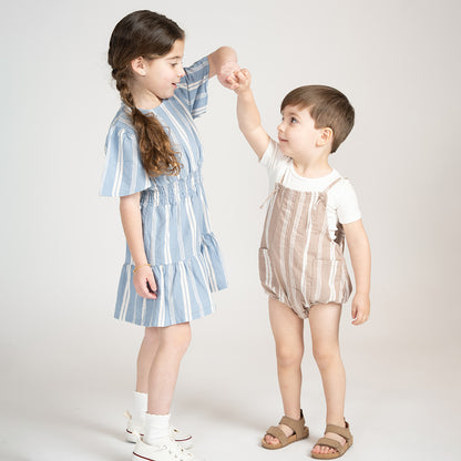 SHORT SLEEVES DOUBLE STRIPE DRESS