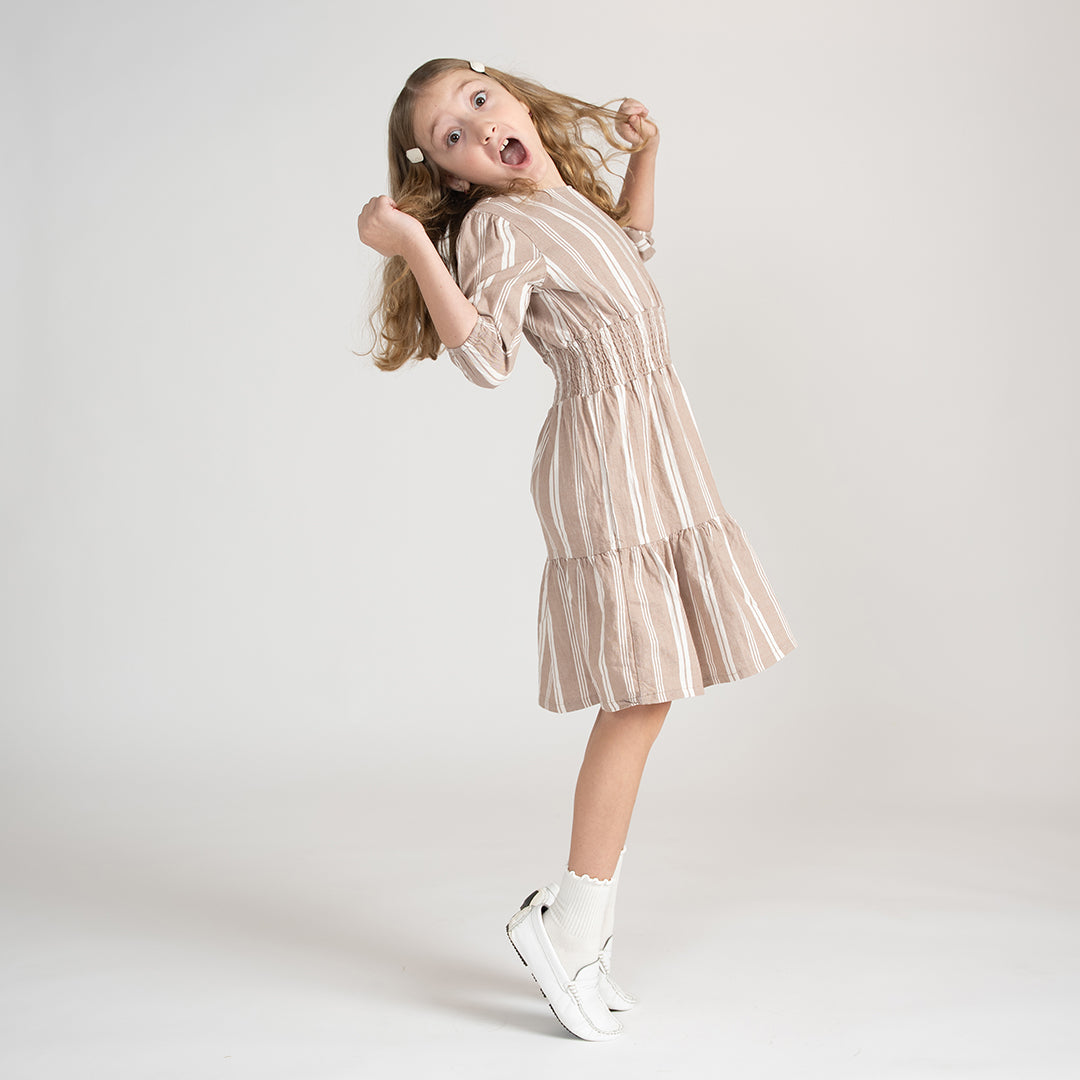 3/4 SLEEVES DOUBLE STRIPE DRESS