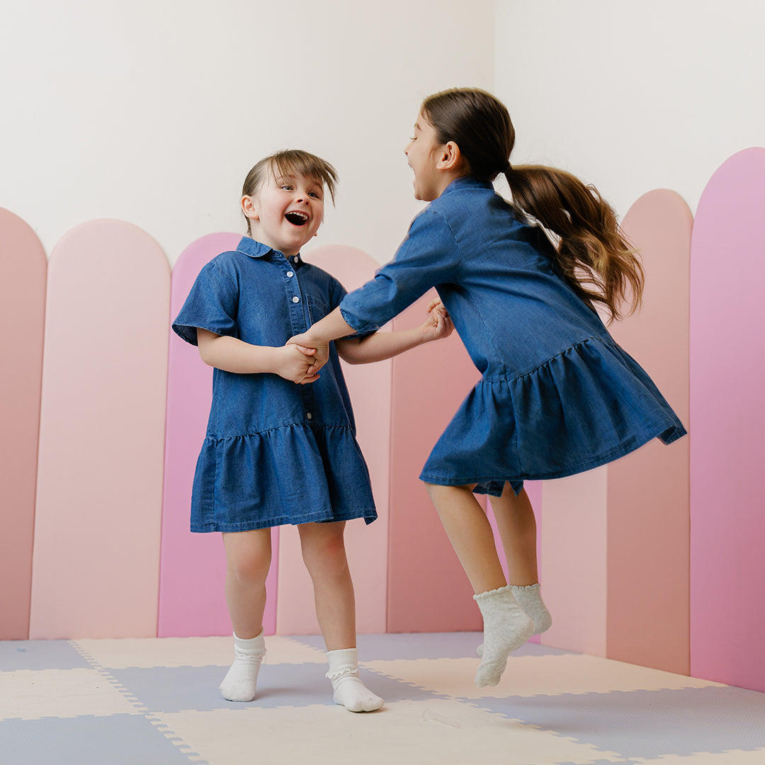 SHORT SLEEVES DROP RUFFLE POCKET DRESS