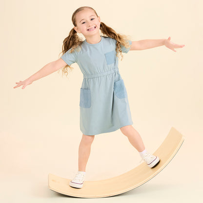 SHORT SLEEVES GAUZE POCKET DRESS