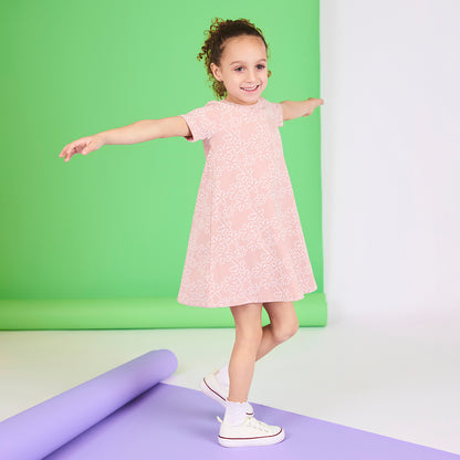 SHORT SLEEVES GEOMETRIC FLOWER DRESS