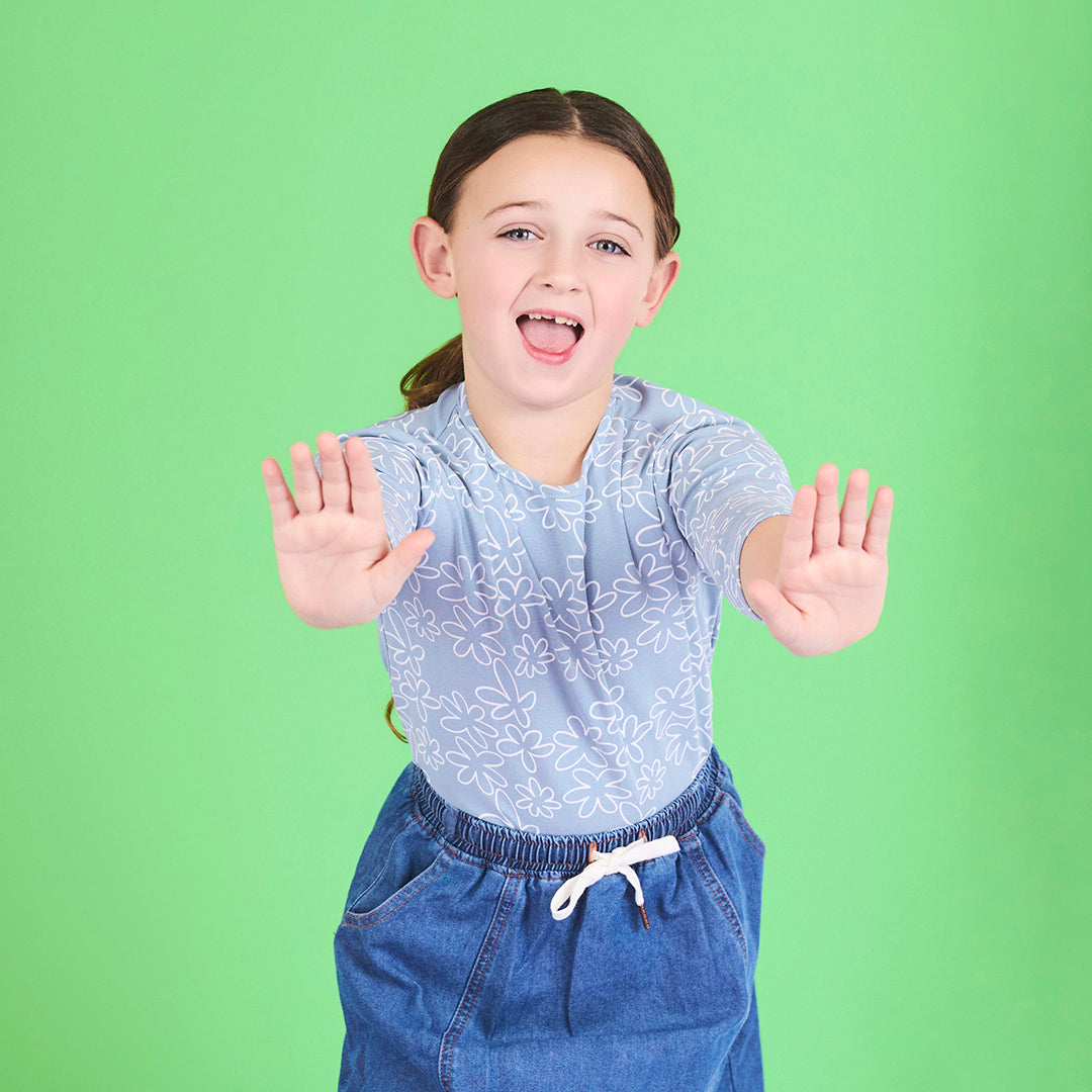 3/4 SLEEVES GEOMETRIC FLOWER TSHIRT
