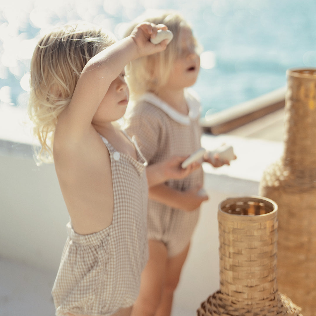 COLLARED GINGHAM ROMPER