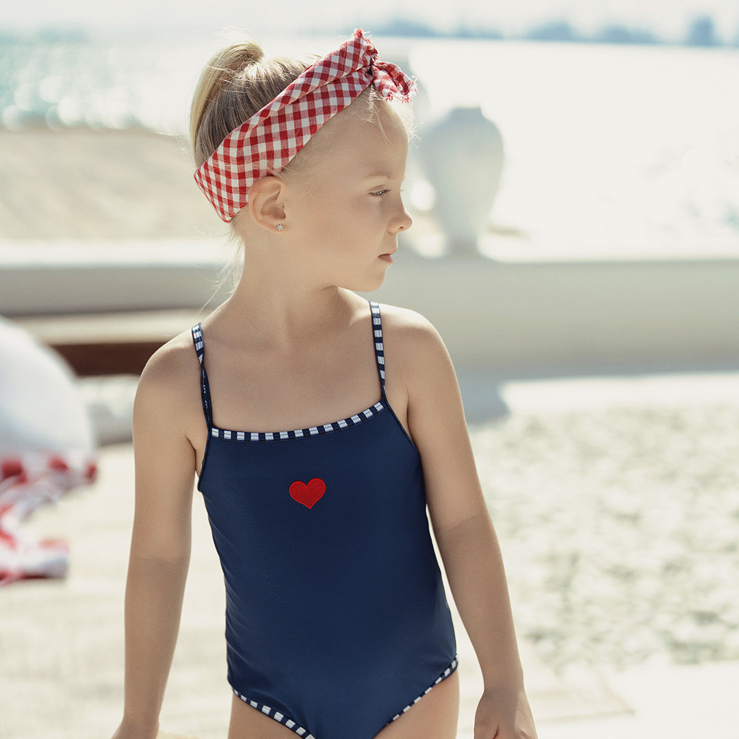 GINGHAM TRIM BATHING SUIT