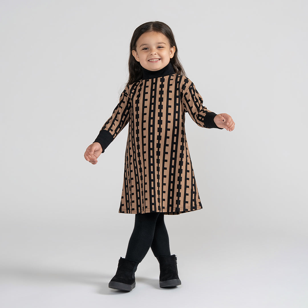 PRINTED TURTLENECK DRESS