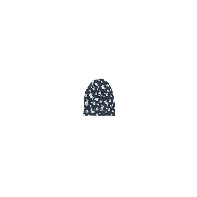 RIBBED FLORAL BEANIE