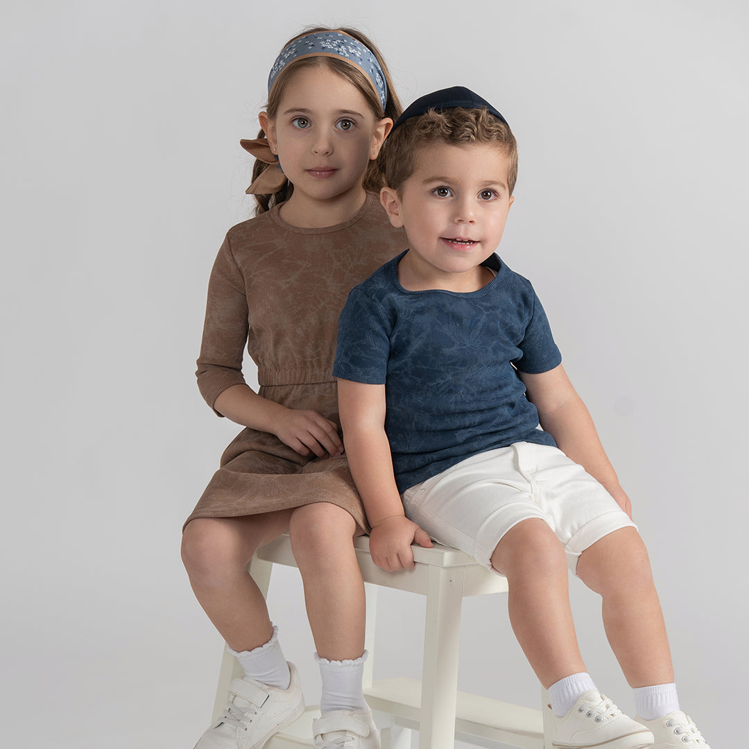 3/4 SLEEVES RIBBED WASH DRESS