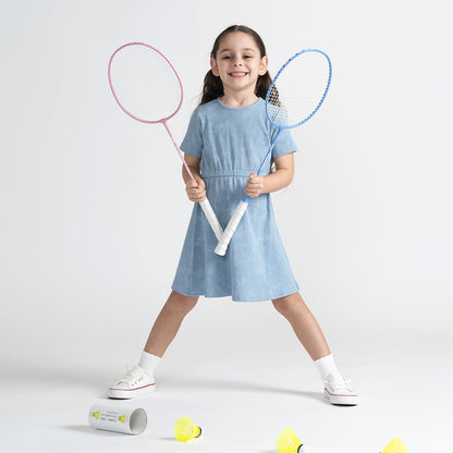 SHORT SLEEVES RIBBED WASH DRESS