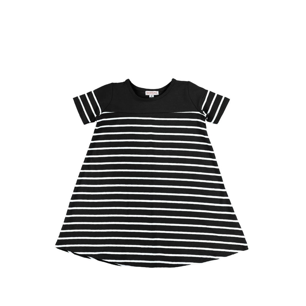 SHORT SLEEVES STRIPED FLAIRY DRESS