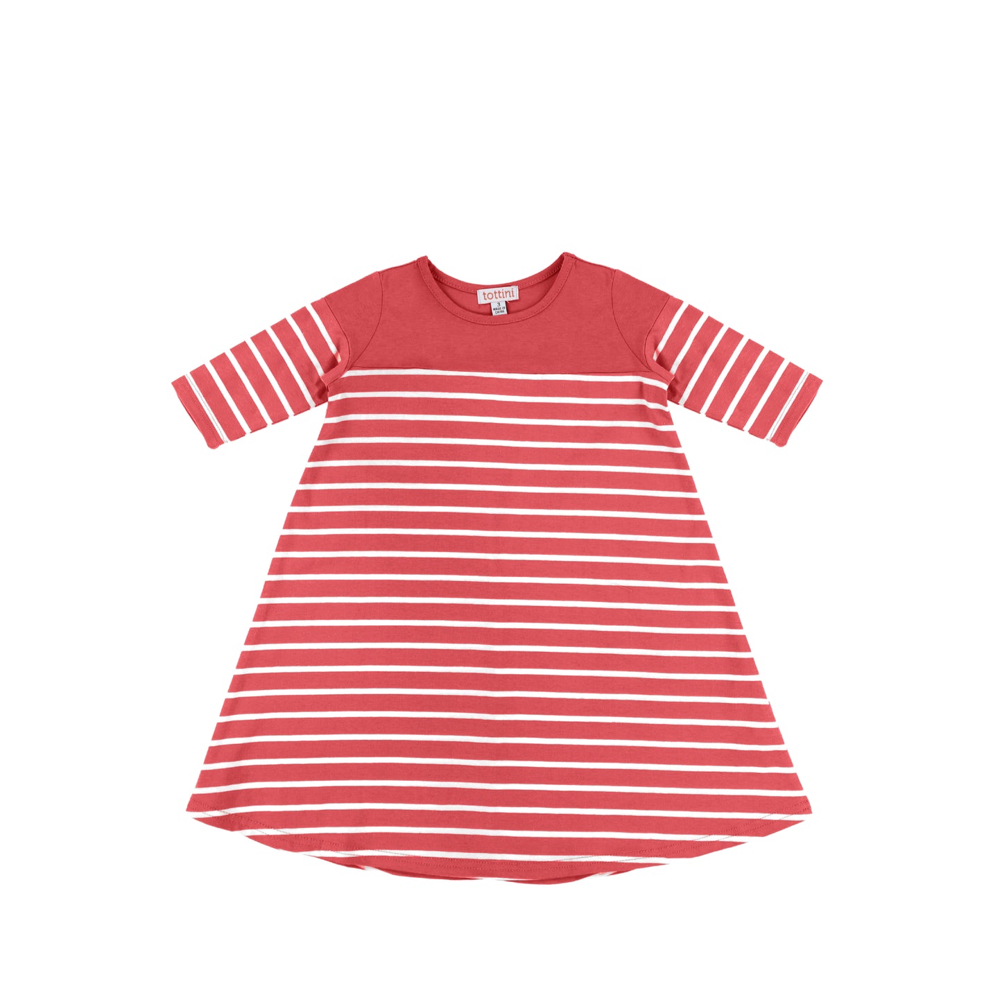 3/4 SLEEVES STRIPED FLAIRY DRESS