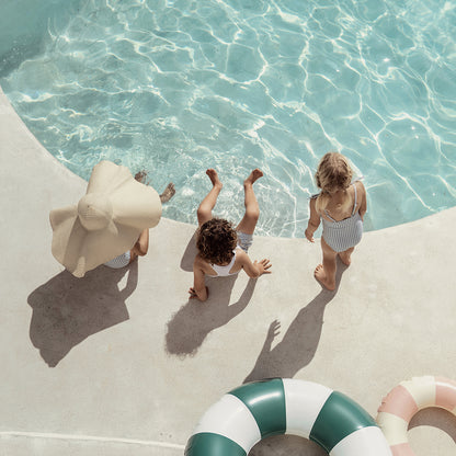 SMOCKED STRIPE BATHING SUIT