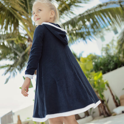 LONG SLEEVES TERRY TRIM DRESS