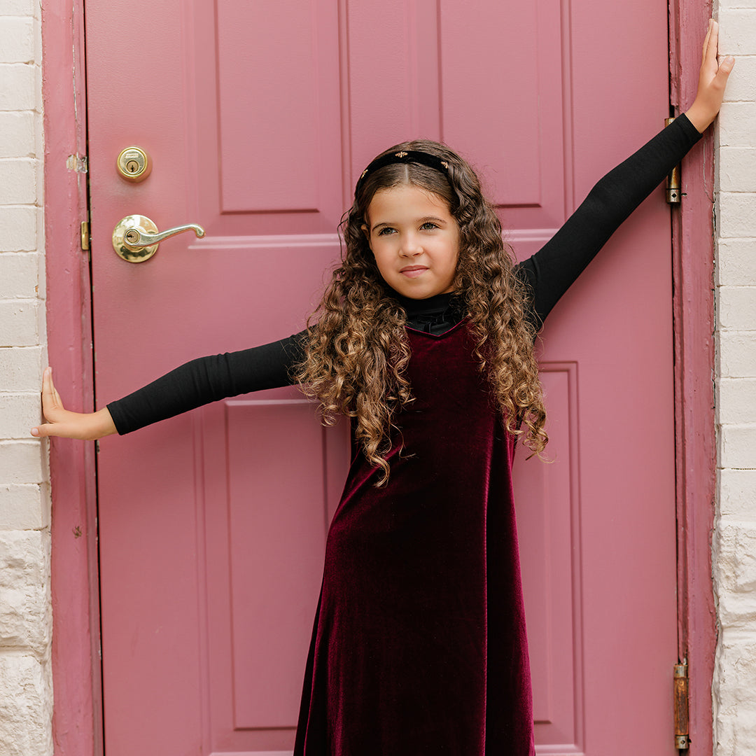 VELOUR BOW MOCKNECK