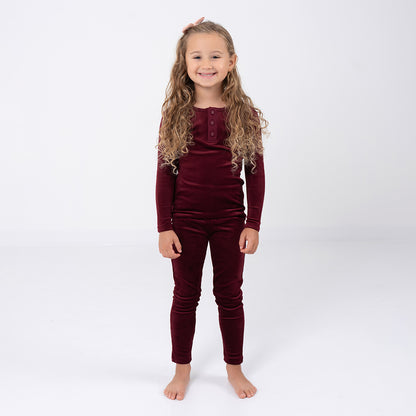 VELOUR RIBBED HENLEY PAJAMAS