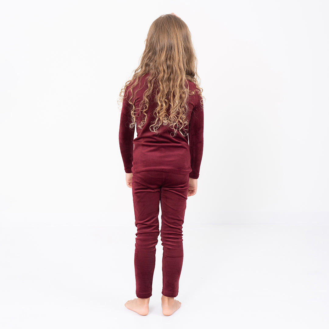 VELOUR RIBBED HENLEY PAJAMAS