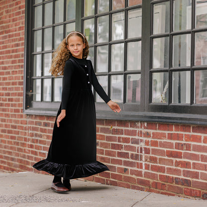 VELOUR RUFFLE MAXI JUMPER